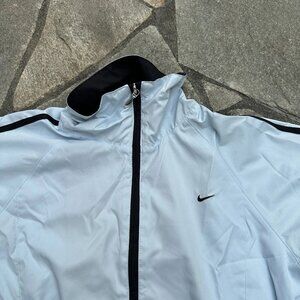 Nike Womens Medium Blue Windbreaker Jacket Retro Lightweight Running
